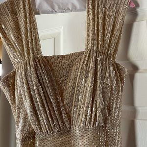 Gorgeous gold long evening gown.  Mother of the bride or prom worthy!